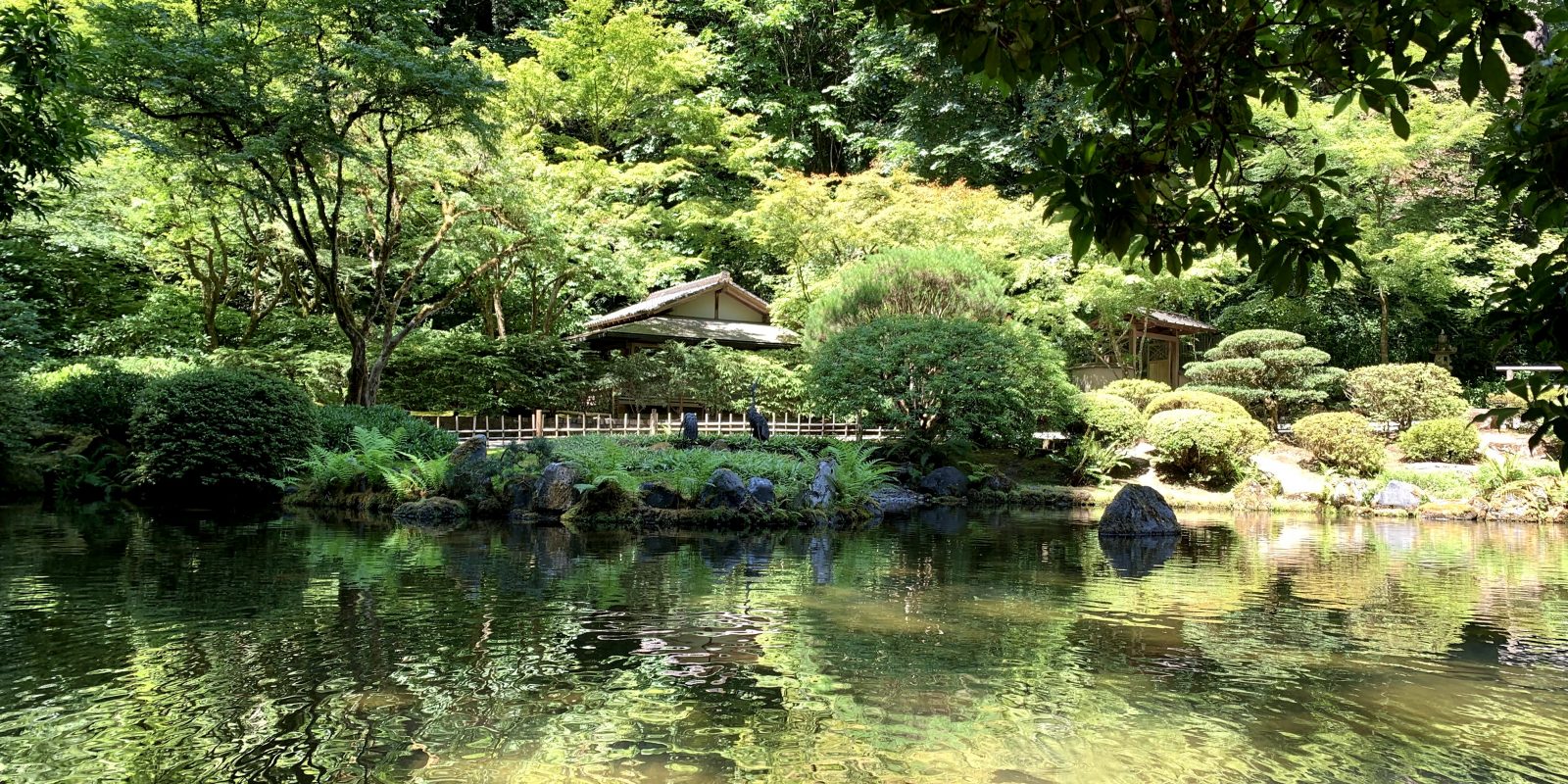 kashintei tea house from the peace lantern at portland japanese garden