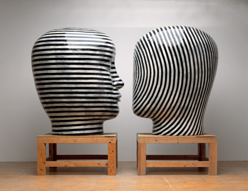 Untitled 2002 from "Heads" series by Jun Kaneko. Hand built and glazed ceramics. Courtesy of Jun Kaneko Studio